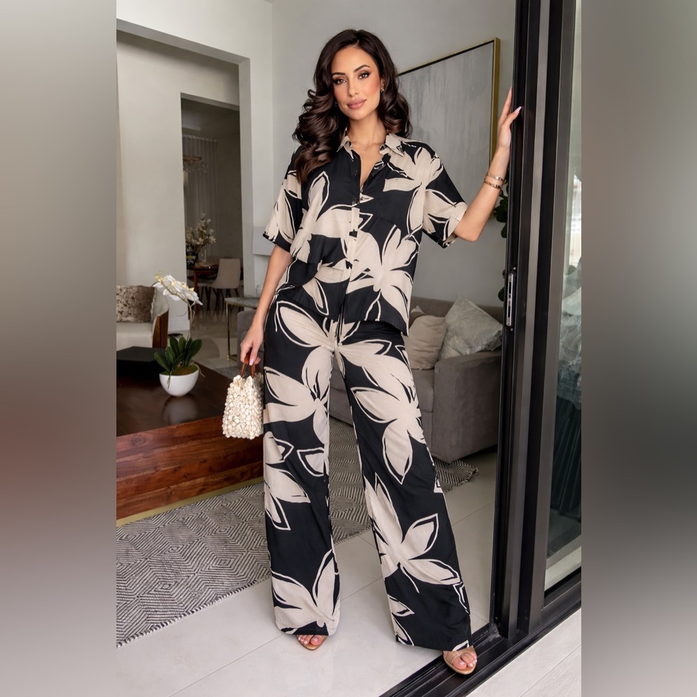 NWT Black and Cream 2-Piece Matching Set | Summer Vacation Outfit